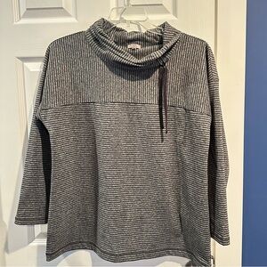 Talbots Gray Striped Cowl Neck Sweatshirt size Large